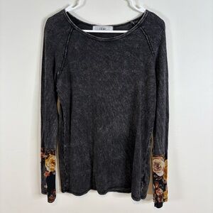 ABLE Mineral Wash Long Sleeve Floral Cuff Shirt Women’s Large